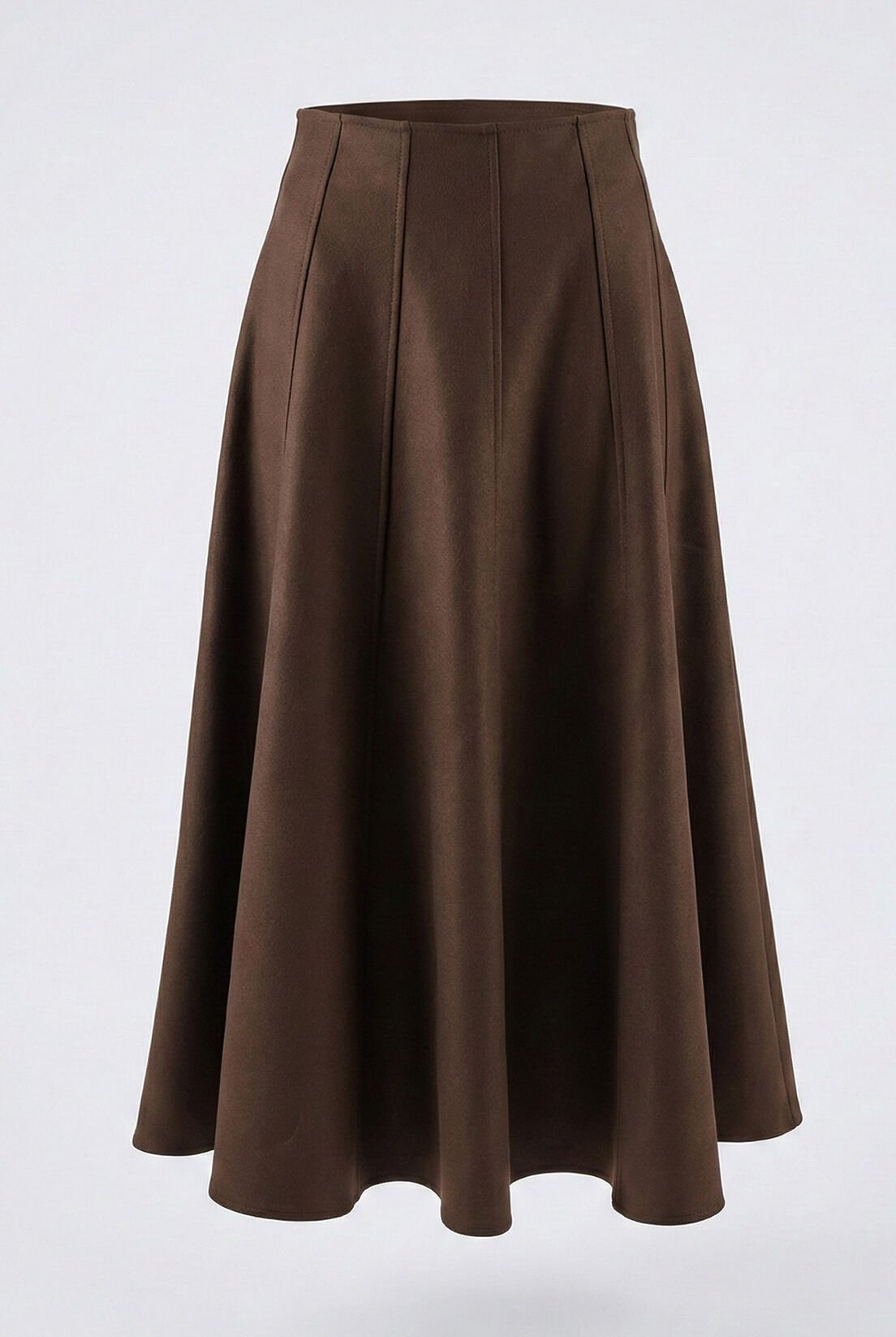 Kahverengi Parçalı Yün Etek