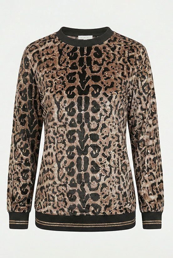 İpek Kadife Leopar Desenli Bluz