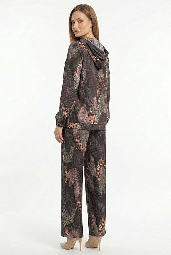 İpek Saten Dijital Baskı Mürdüm Eşofman Takım