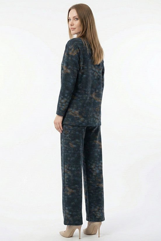 Lacivert Simli Desenli Örme Pantolon