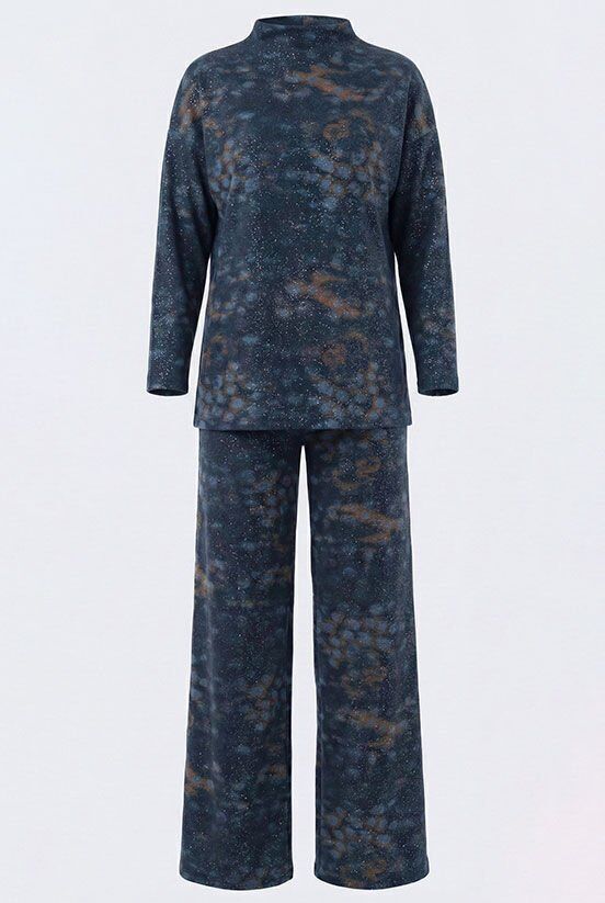 Lacivert Simli Desenli Örme Pantolon