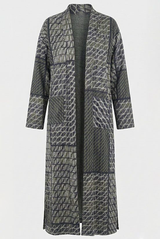 Yeşil Desenli Simli Örme Hırka