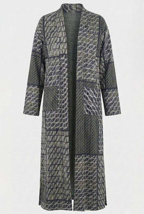 Yeşil Desenli Simli Örme Hırka