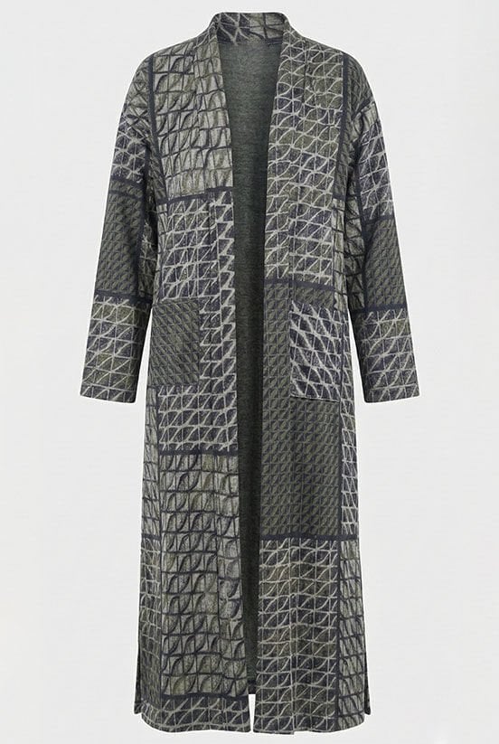 Yeşil Desenli Simli Örme Hırka