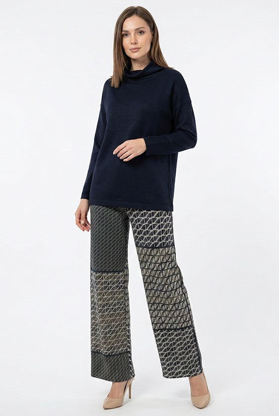 Lacivert Simli Örme Bluz