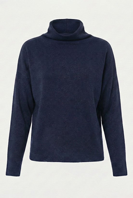 Lacivert Simli Örme Bluz