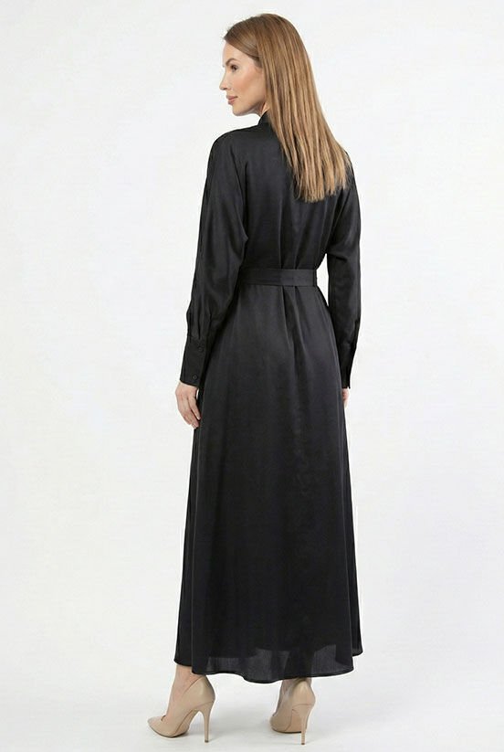 Siyah İpek Saten Elbise