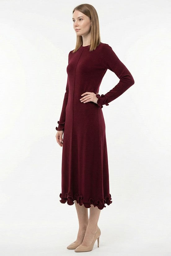 Bordo Triko Elbise