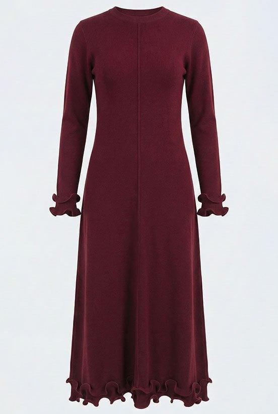 Bordo Triko Elbise