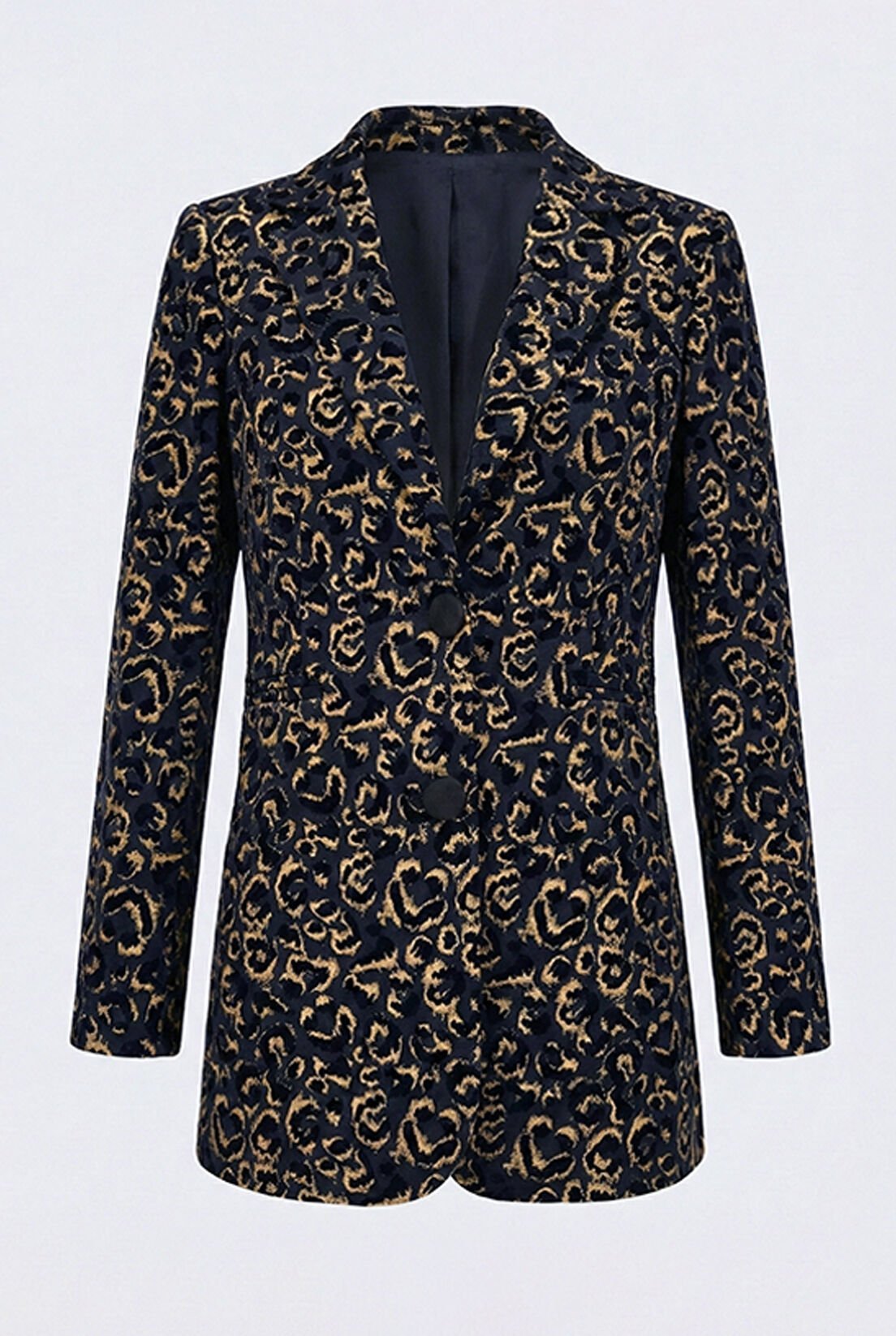 Gold Varaklı Leopar Kadife Ceket