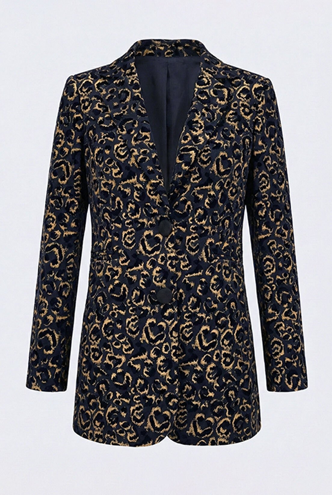 Gold Varaklı Leopar Kadife Ceket