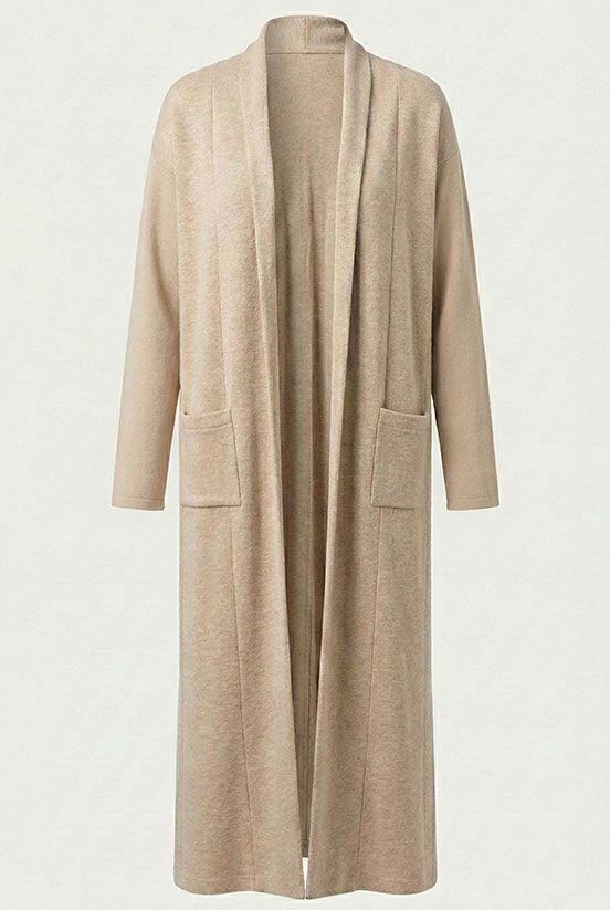 Krem Triko Uzun Hırka