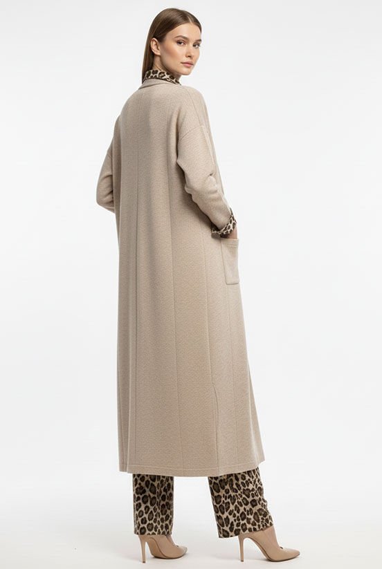 Krem Triko Uzun Hırka