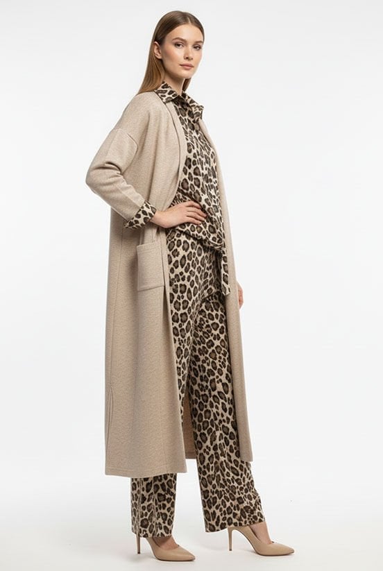 Krem Triko Uzun Hırka