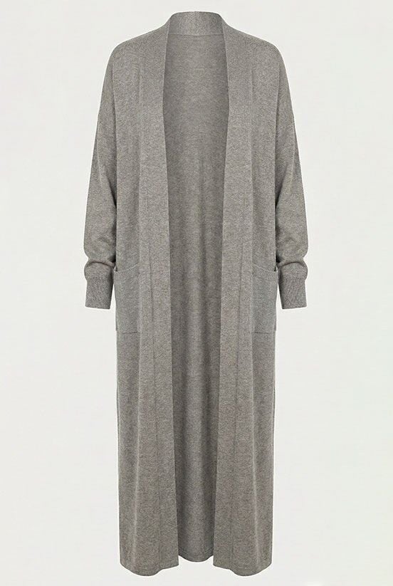 Gri Triko Uzun Hırka