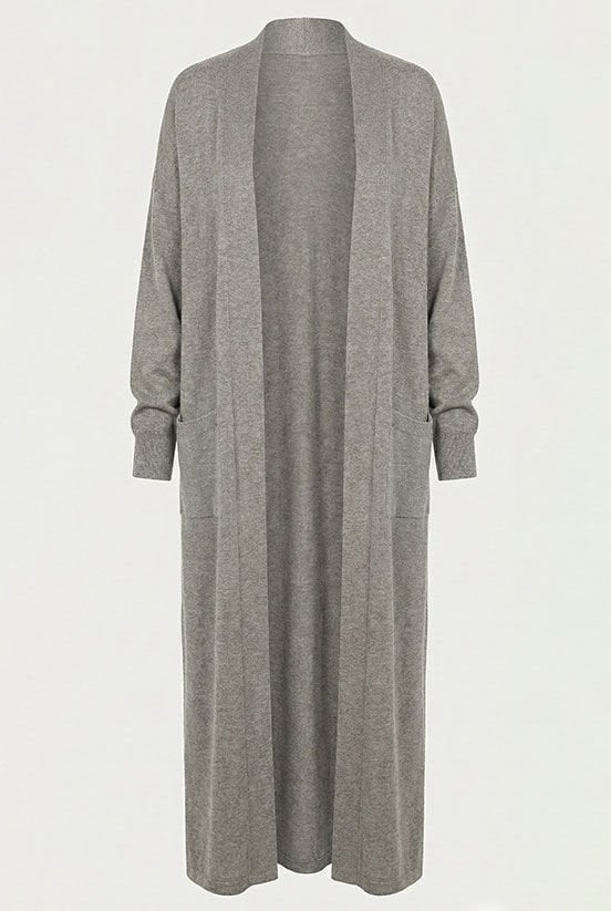 Gri Triko Uzun Hırka