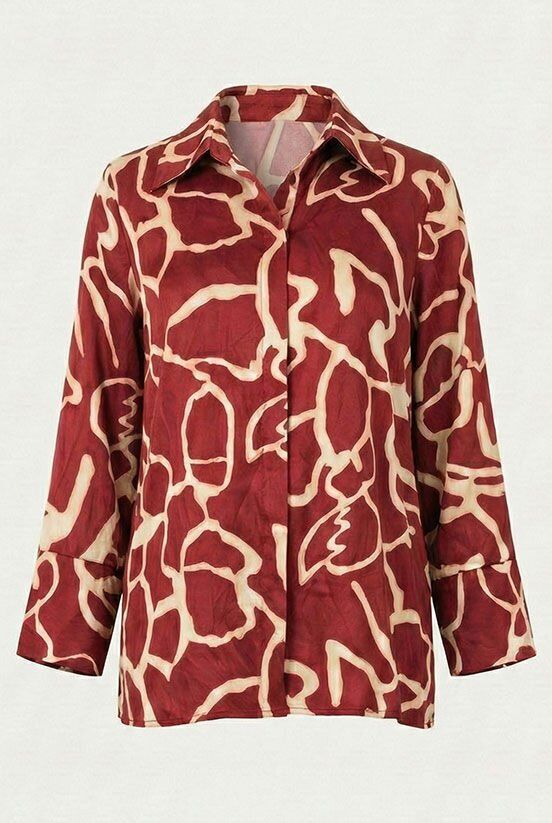 Bordo-Krem Jakarlı Gömlek