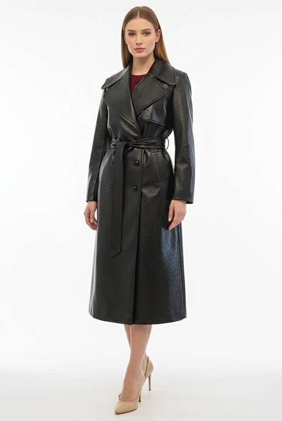 Siyah Rugan Trençkot