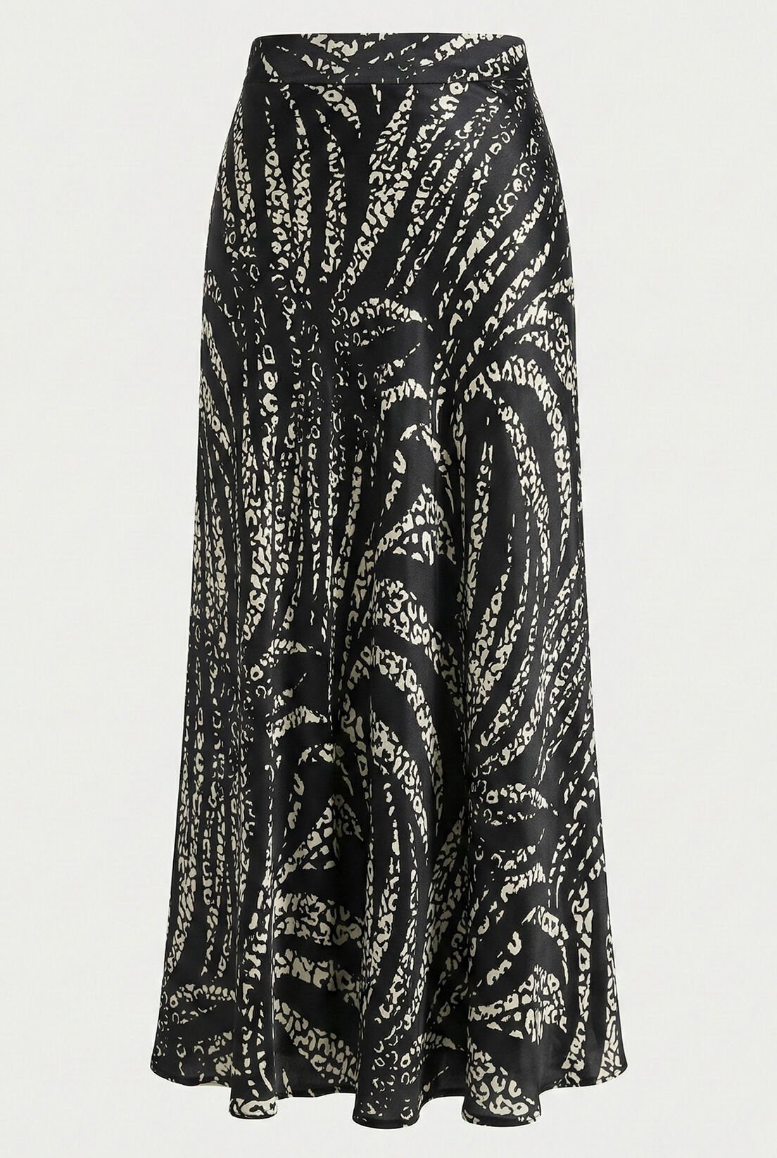 Siyah Saten Desenli Etek