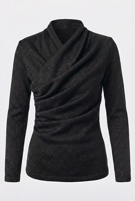 Siyah Simli Örme Bluz