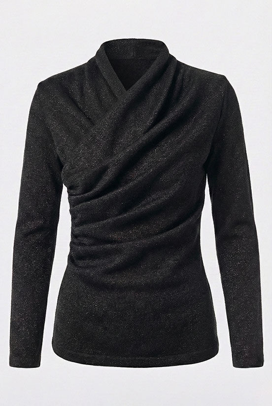 Siyah Simli Örme Bluz