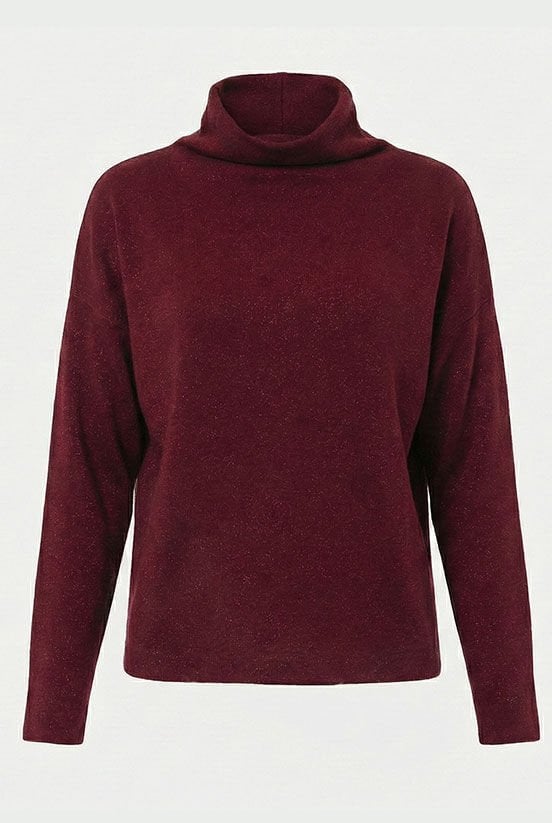 Bordo Simli Örme Bluz