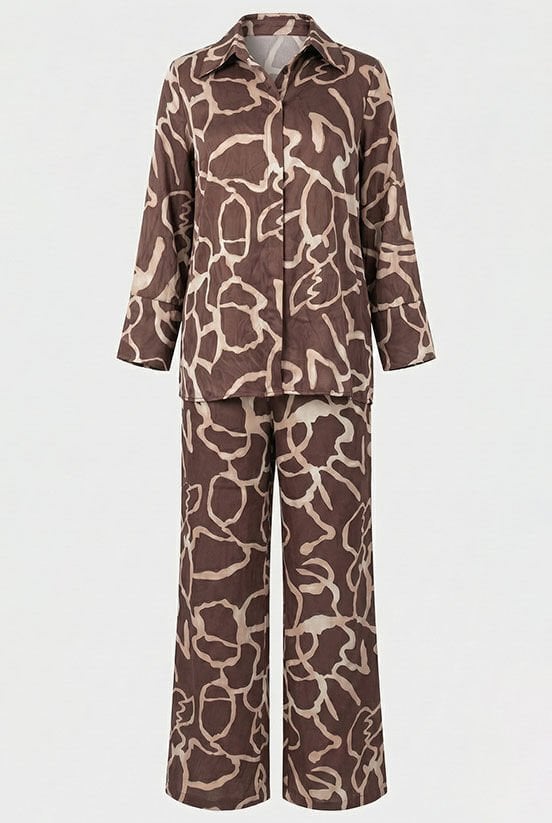 Kahve-Krem Jakarlı Pantolon