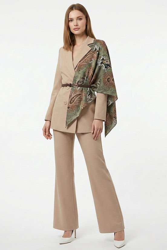 Krem Blazer Ceket