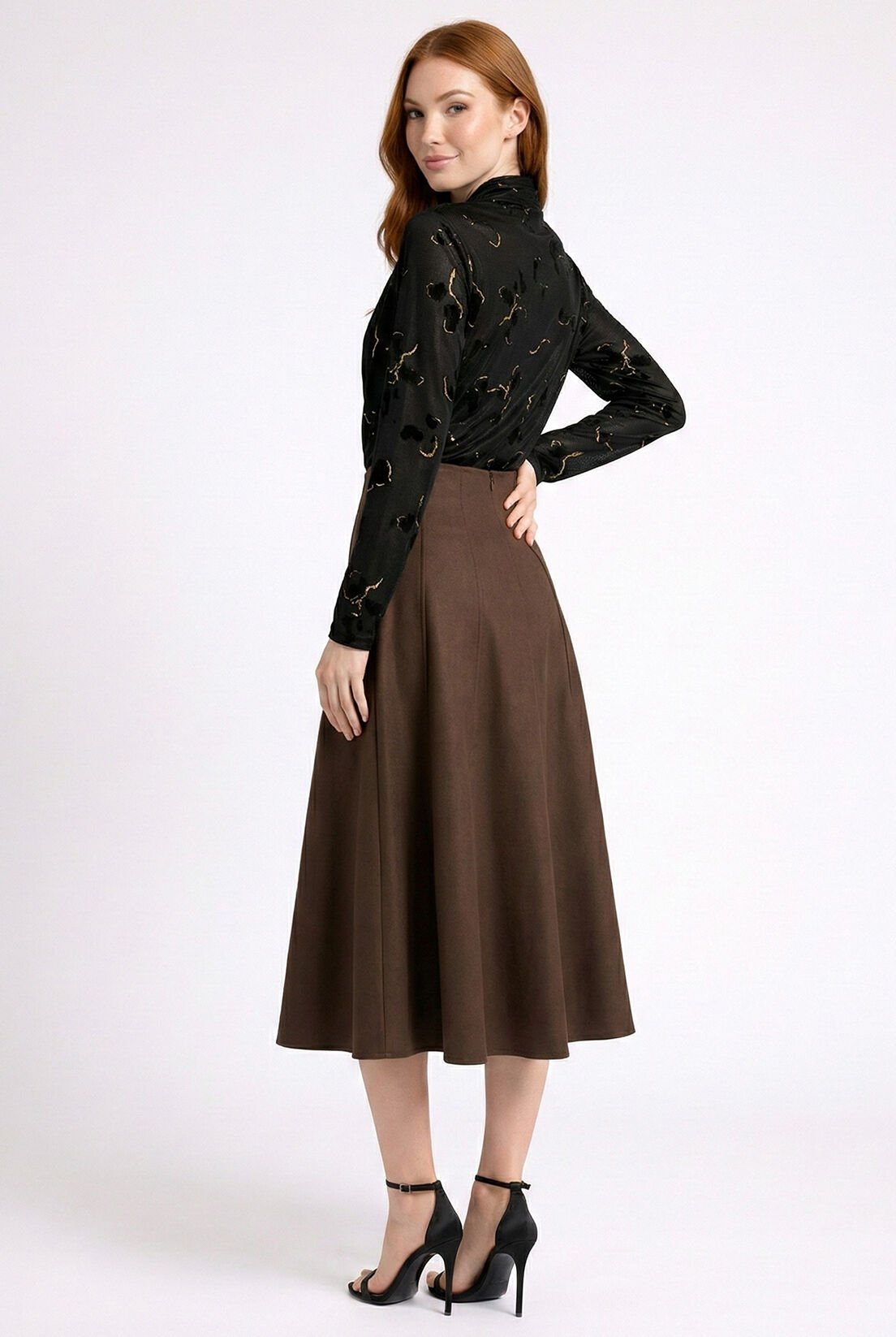 Büyük Desen Gold Varak Petekli Drape Bluz