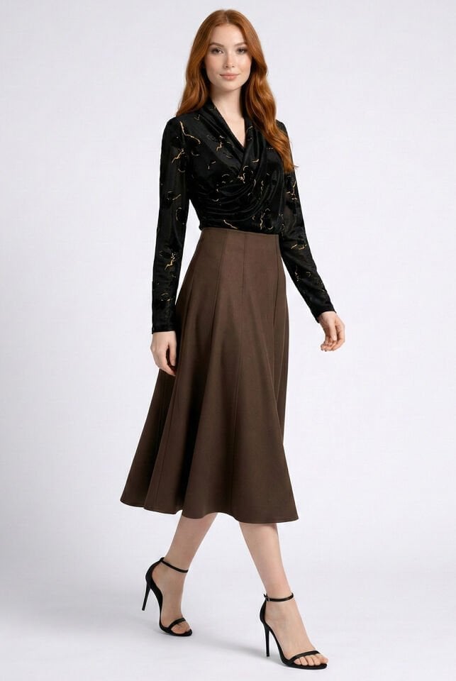 Büyük Desen Gold Varak Petekli Drape Bluz