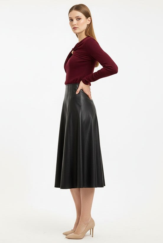 Bordo Yaka Toka Detaylı Bluz