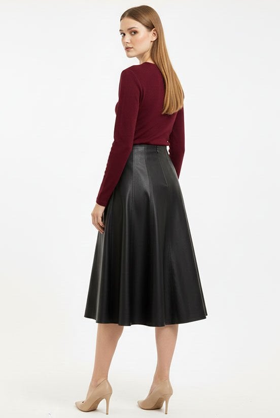 Bordo Yaka Toka Detaylı Bluz