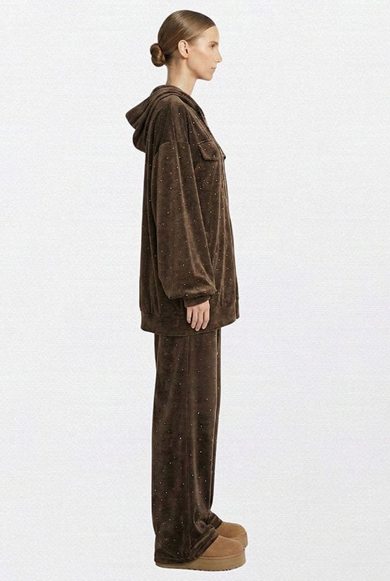 Kahverengi Taşlı Eşofman Takımı