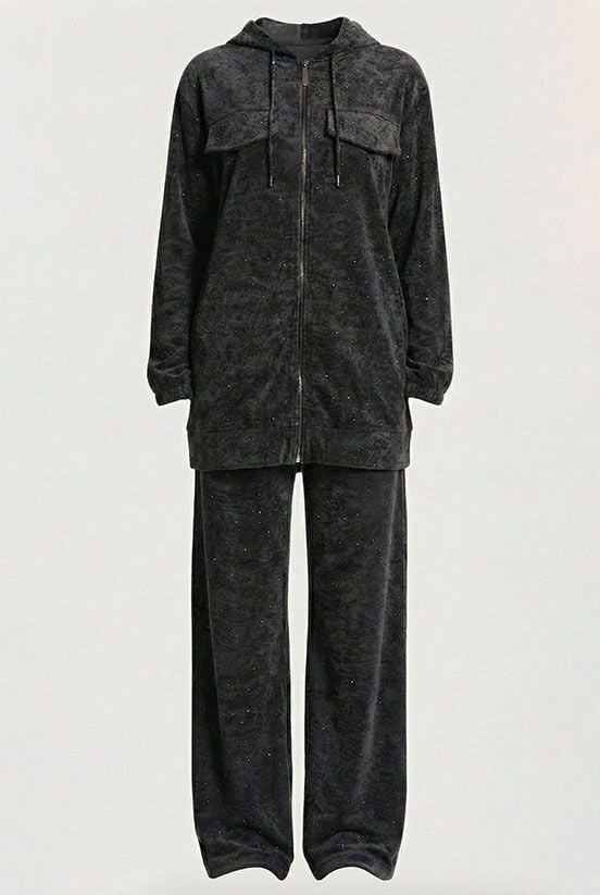 Siyah Taşlı Eşofman Takımı