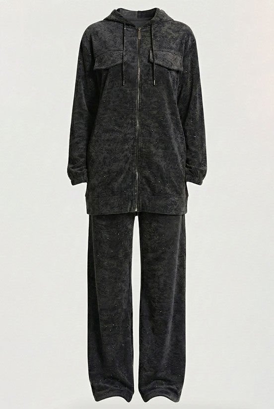 Siyah Taşlı Eşofman Takımı