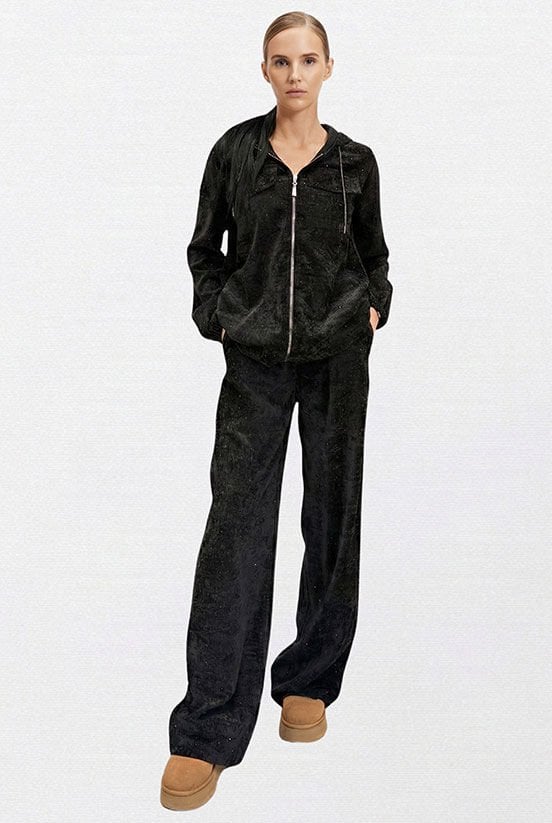 Siyah Taşlı Eşofman Takımı