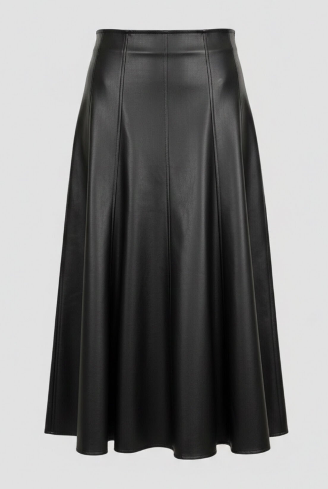 Siyah Parçalı Deri Etek