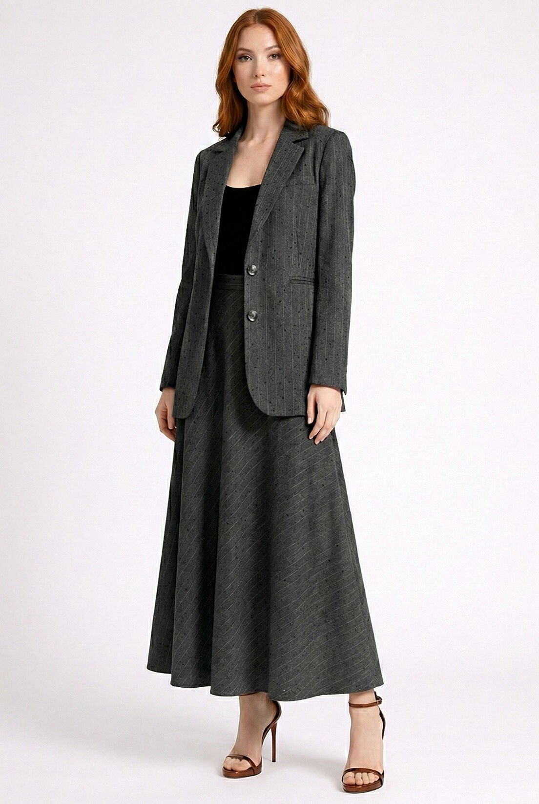 Gri Taşlı Blazer