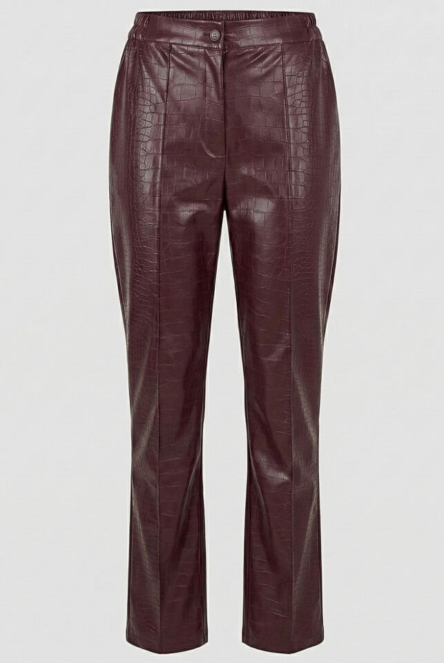 Mürdüm Deri Pantolon
