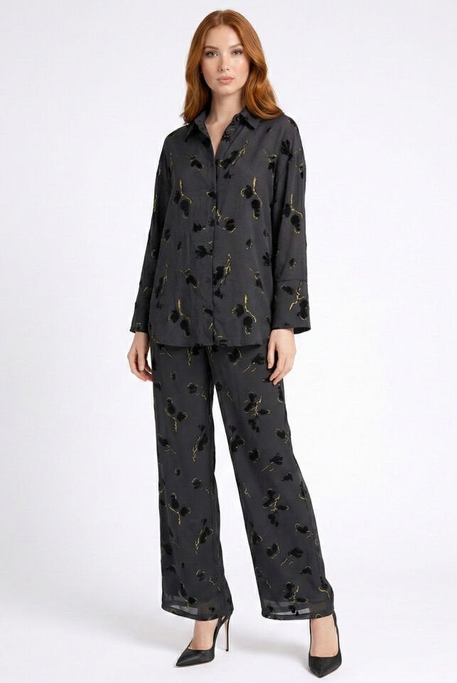 Büyük Desen Gold Varak Petek Gömlek