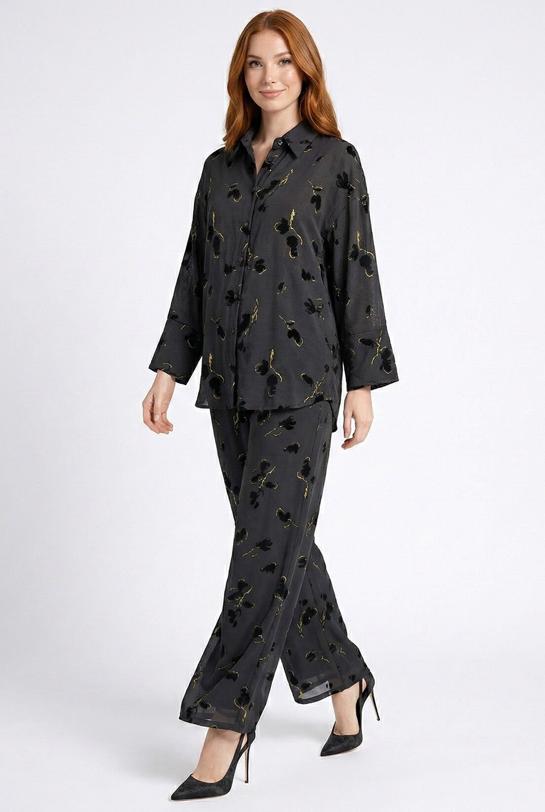 Büyük Desen Gold Varak Petek Gömlek