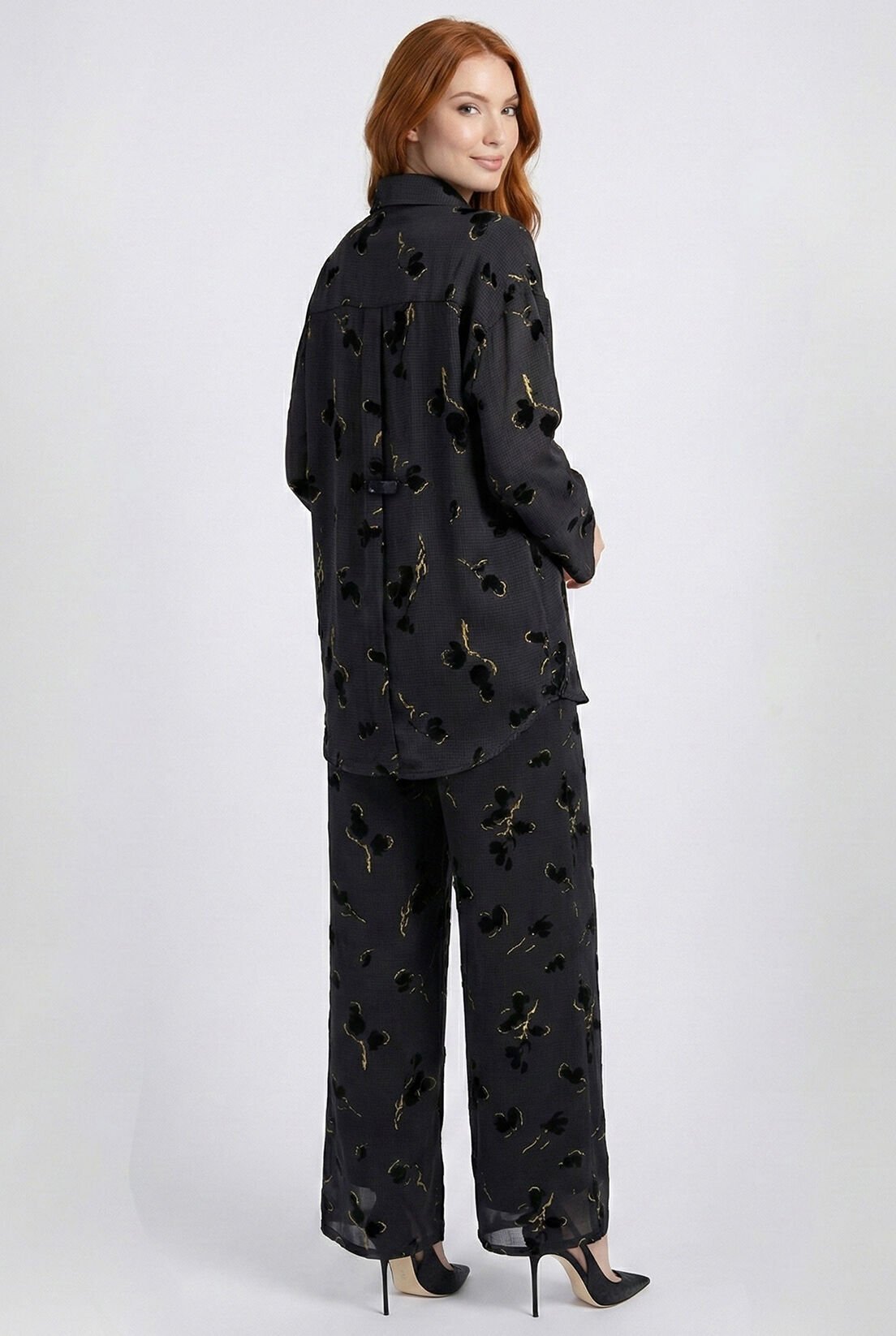 Büyük Desen Gold Varak Petek Gömlek