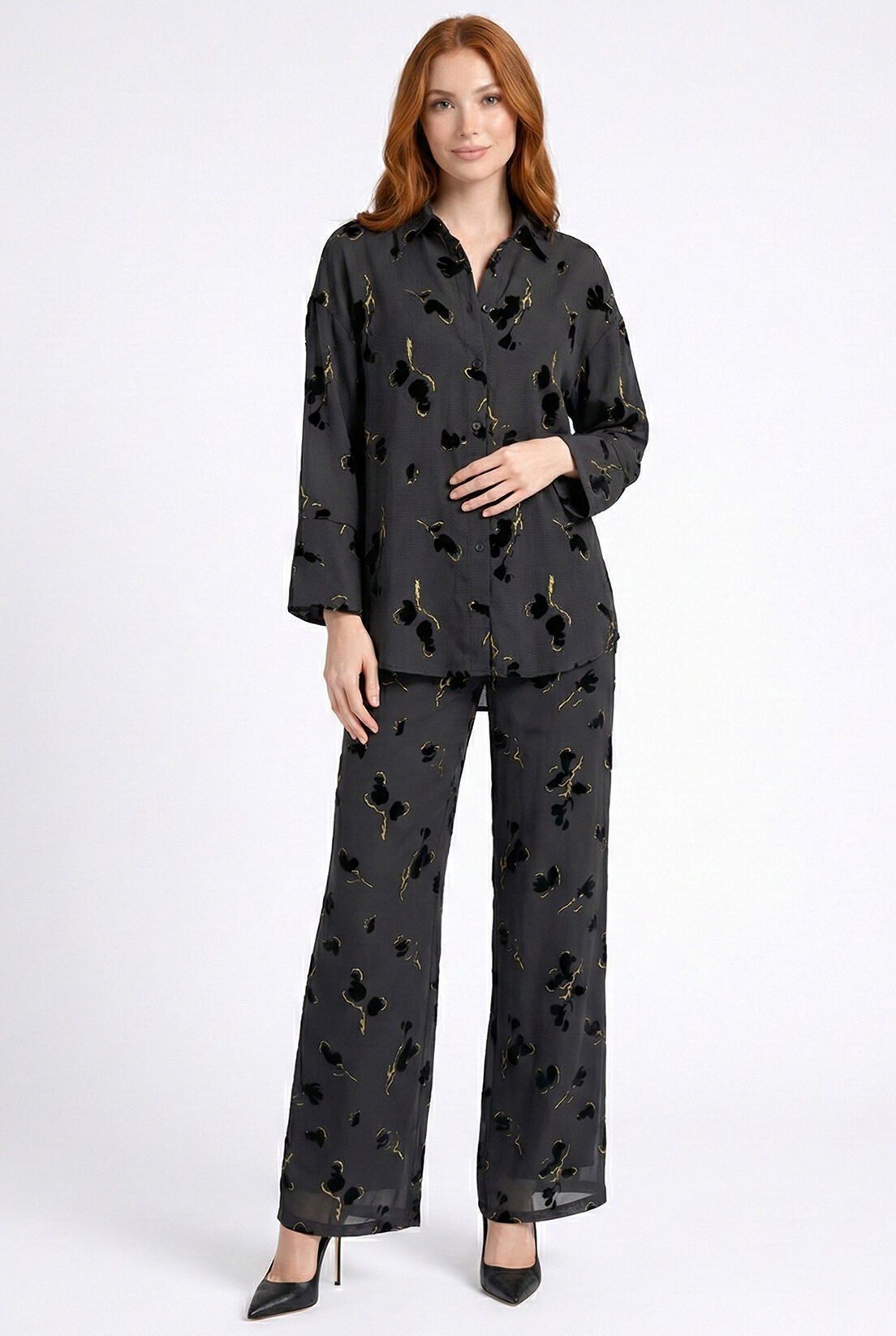 Büyük Desen Gold Varak Petek Pantolon