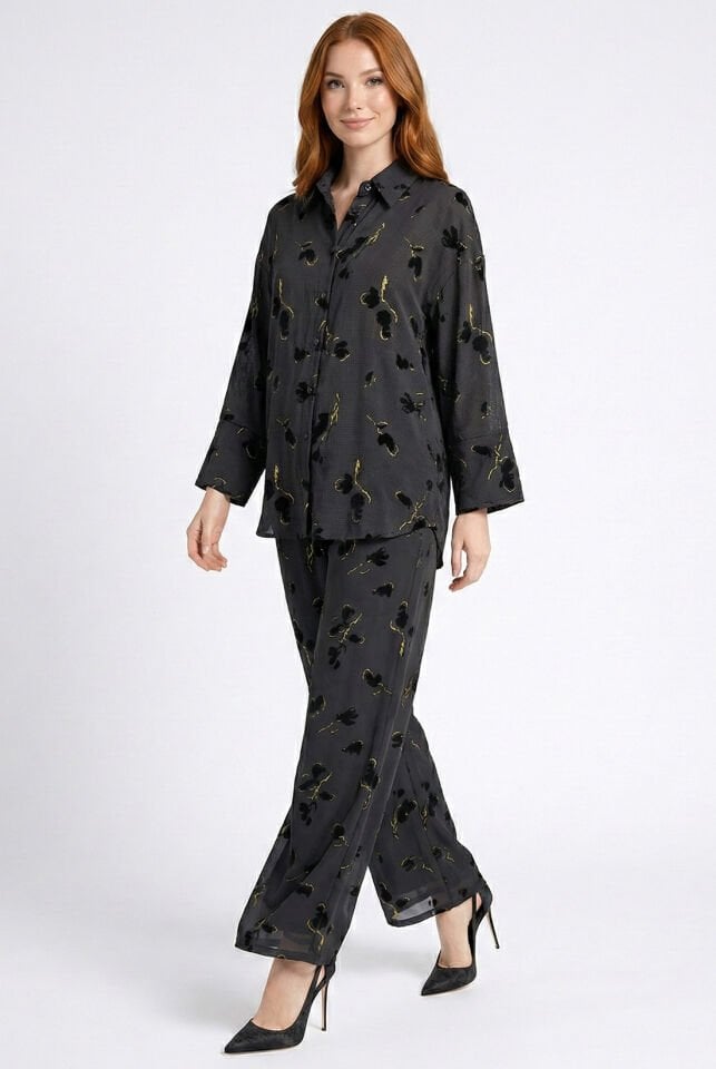 Büyük Desen Gold Varak Petek Pantolon