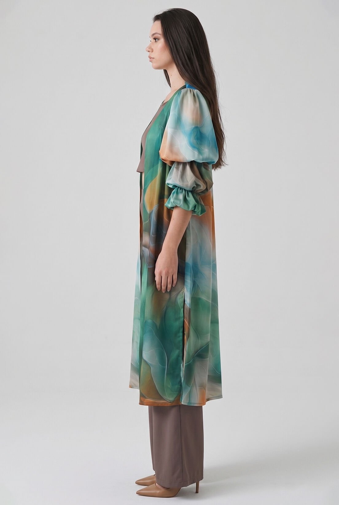 Kol Detay Desenli Kimono