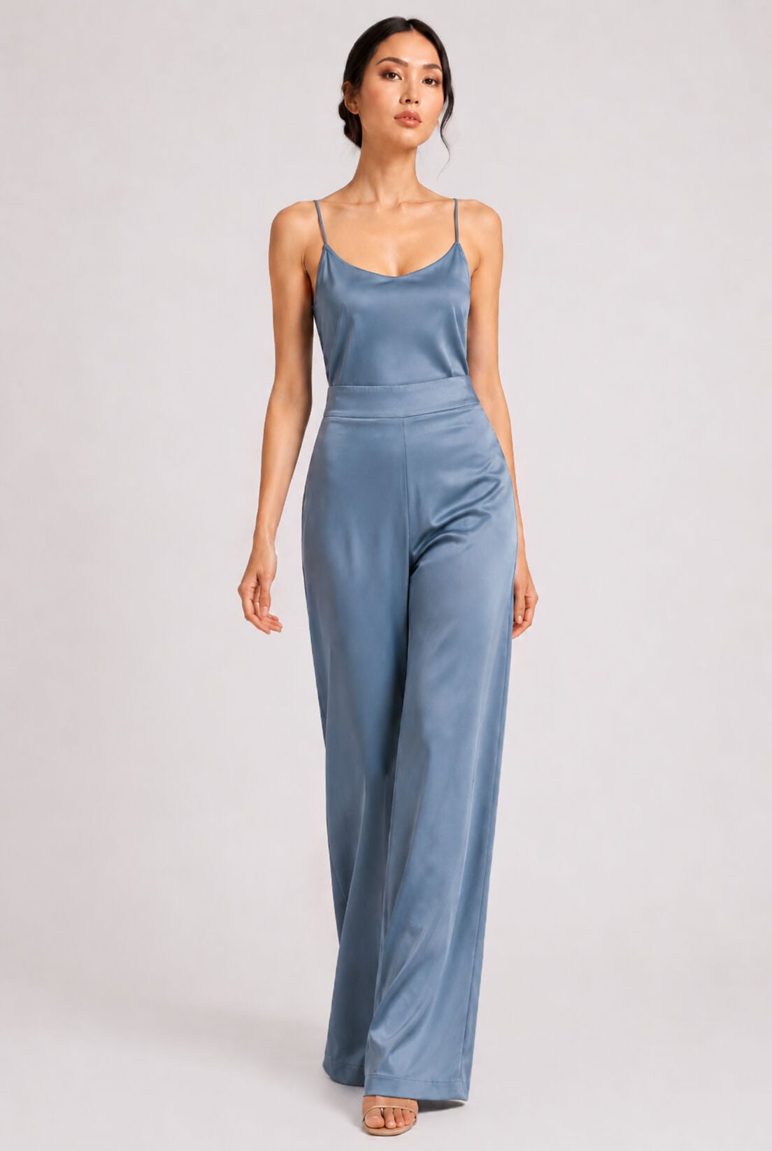 İndigo Mavi Saten Pantalon