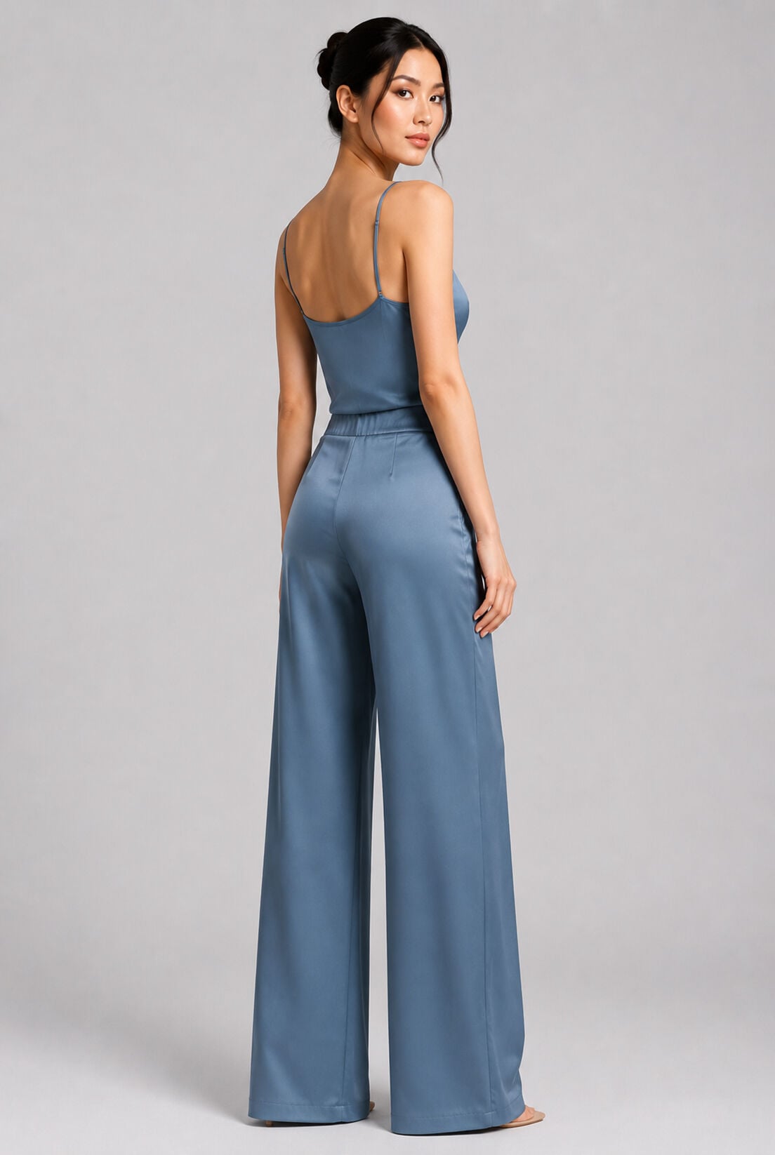 İndigo Mavi Saten Pantalon