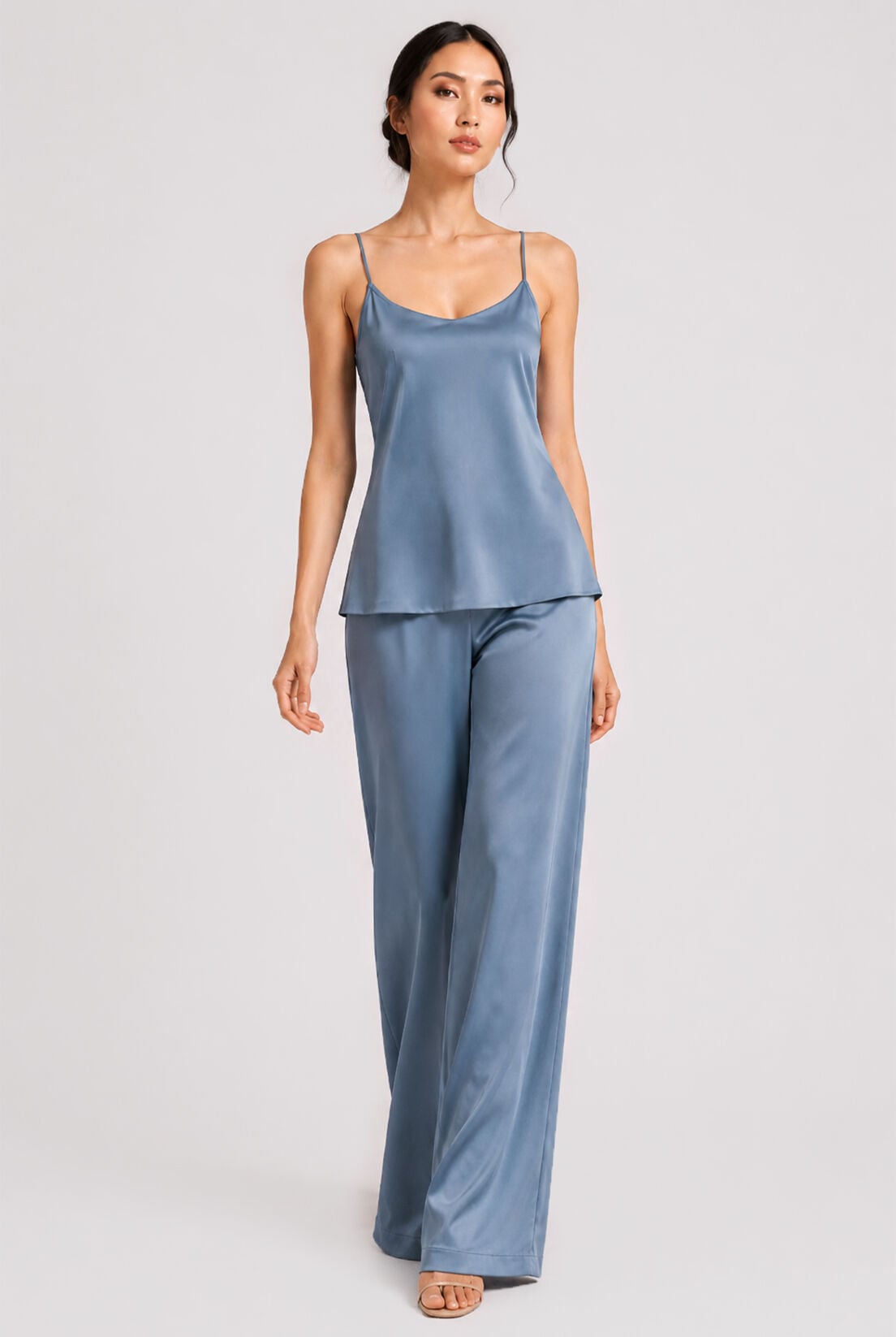 İndigo Mavi Saten Pantalon