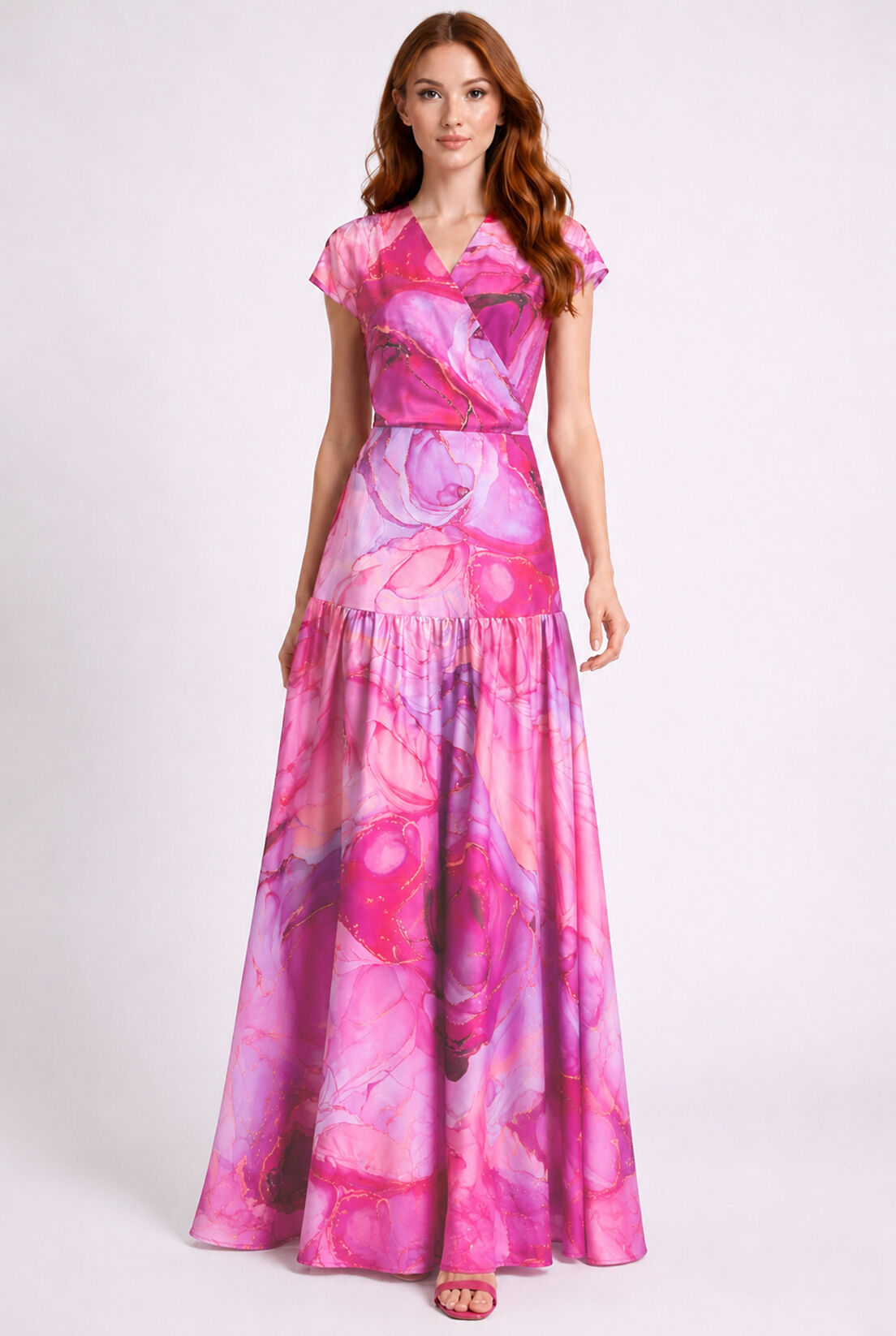 Pembe Desenli Elbise