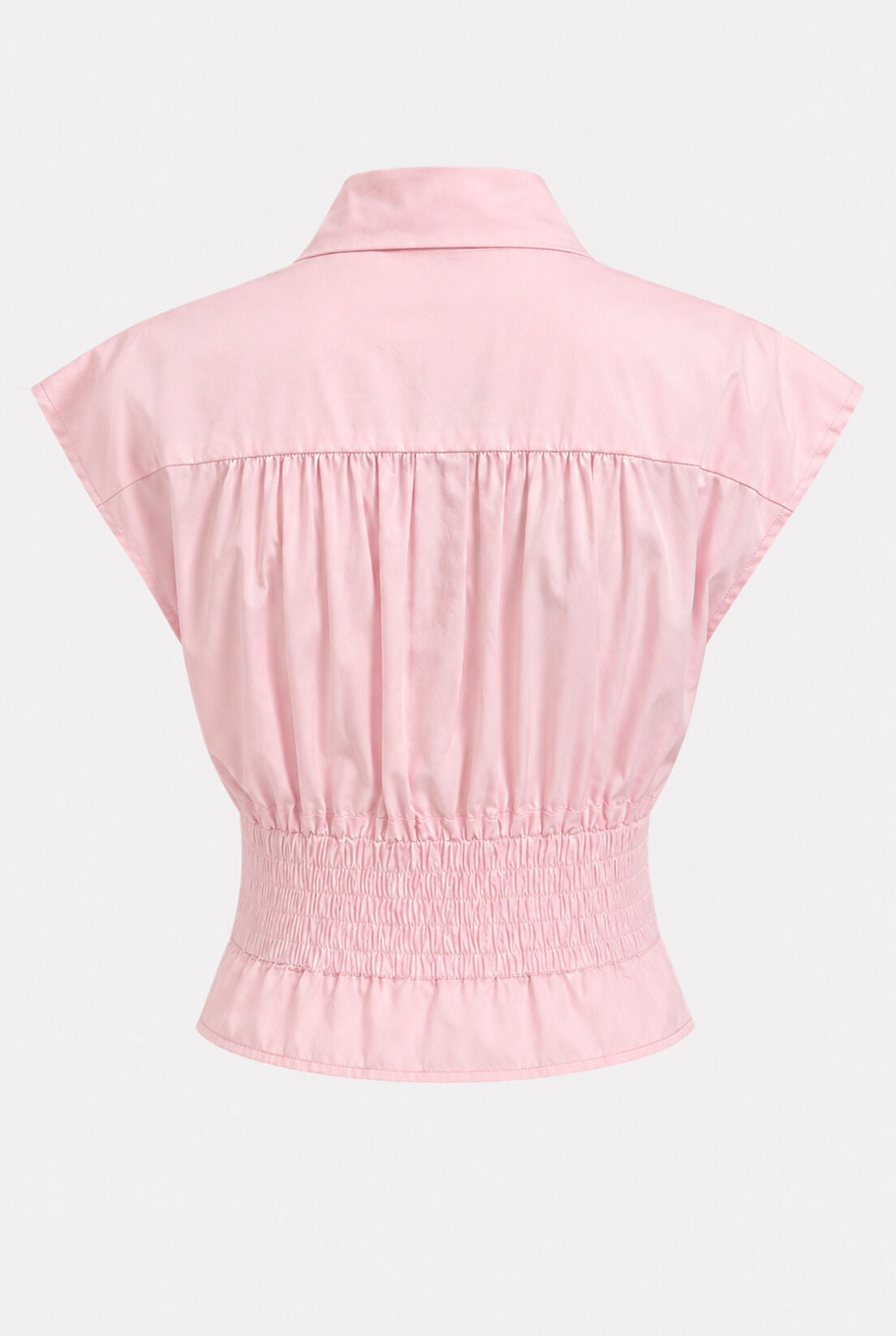 Pembe Poplin Sıfır Kol Gömlek